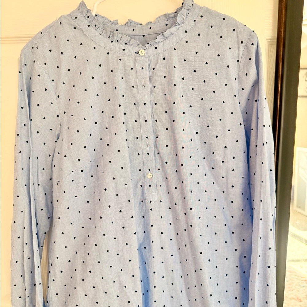 Talbots Light Blue Top with Black Dots